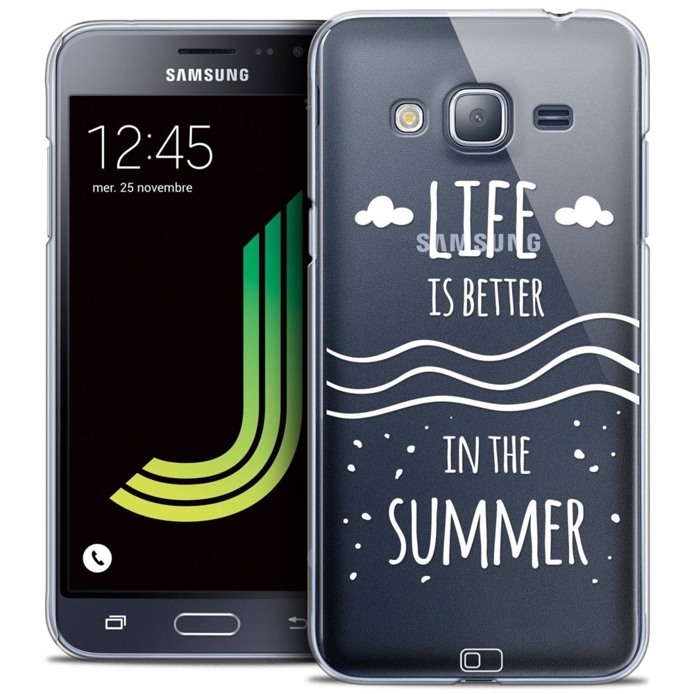 Caseink - Coque Housse Etui Samsung Galaxy J3 2016 (J320) [Crystal HD Collection Summer Design Life's Better - Rigide - Ultra Fin - Imprimé en France] - Coque, étui smartphone