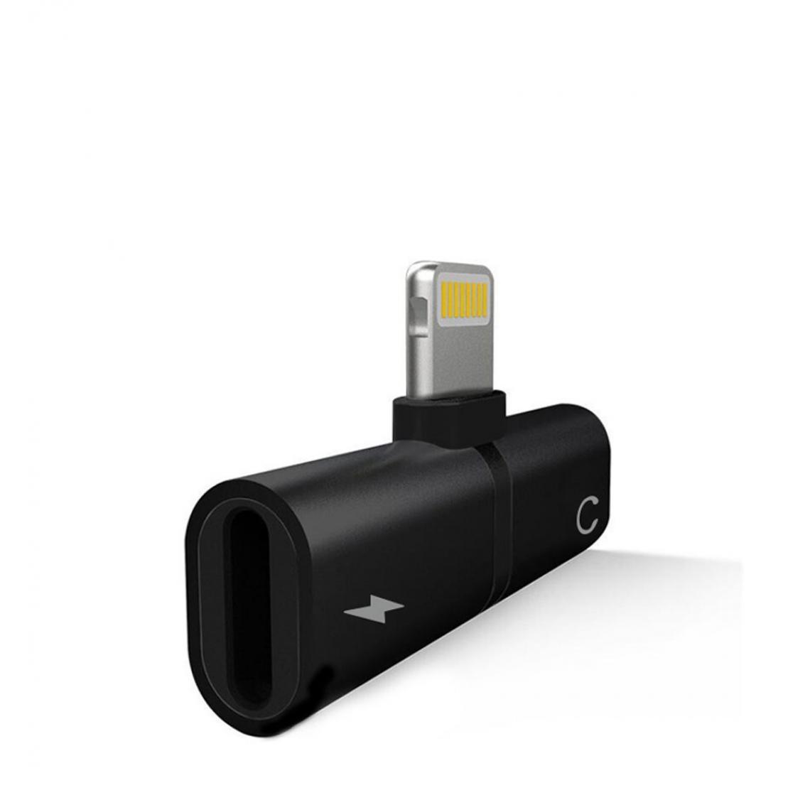 Shot - Mini Adaptateur Lightning/Jack pour IPHONE 11 Pro Max APPLE Chargeur Ecouteurs 2 en 1 Casque (NOIR) - Autres accessoires smartphone