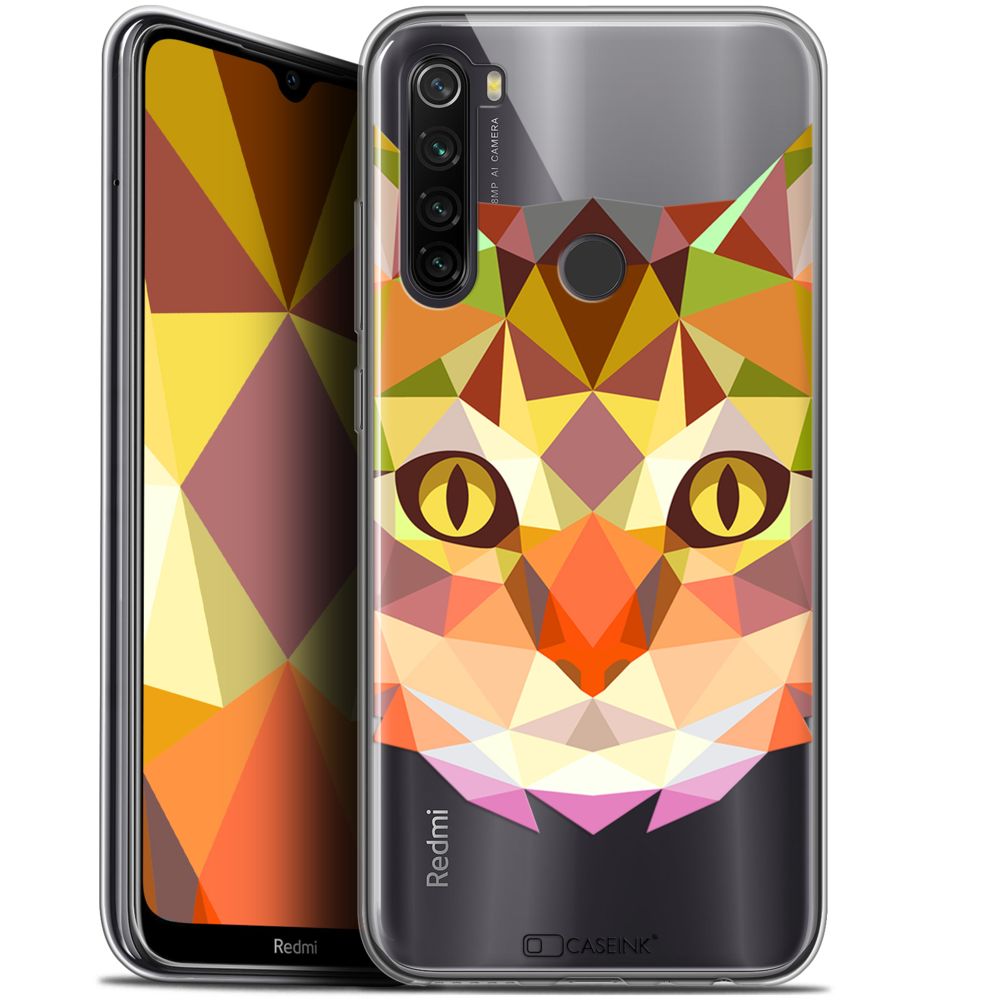 Caseink - Coque Pour Xiaomi Redmi Note 8T (6.3 ) [Gel HD Polygon Series Animal - Souple - Ultra Fin - Imprimé en France] Chat - Coque, étui smartphone