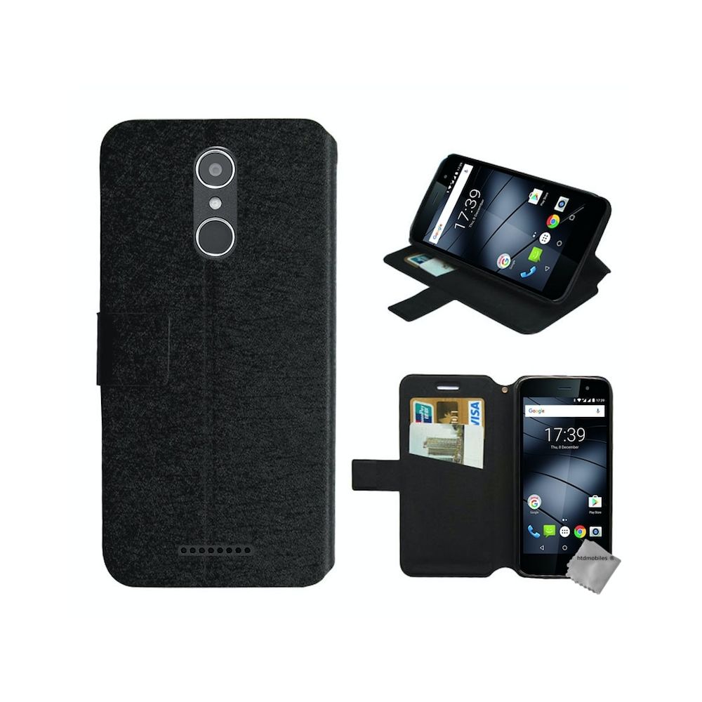 Htdmobiles - Housse etui coque pochette portefeuille pour Gigaset GS160 / GS170 + film ecran - NOIR - Autres accessoires smartphone