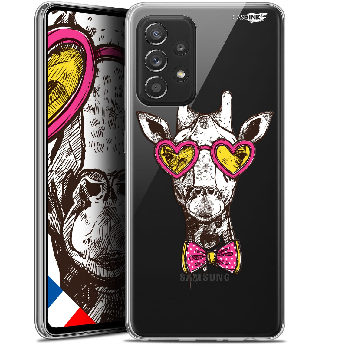 Caseink - Coque arrière Samsung Galaxy A52 5G (6.5 ) Gel HD [ Nouvelle Collection - Souple - Antichoc - Imprimé en France] Hipster Giraffe - Coque, étui smartphone