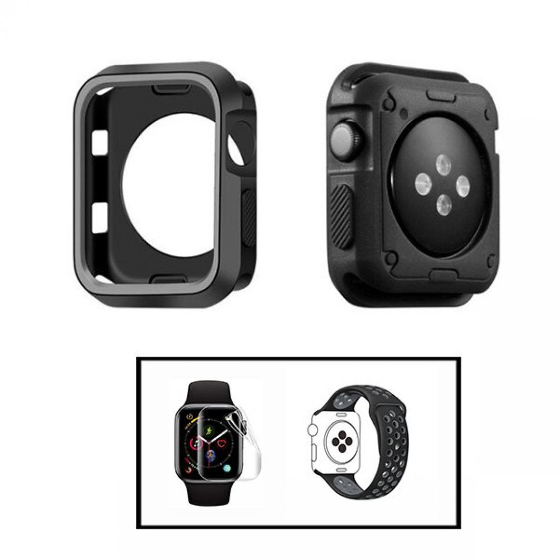 Phonecare - Kit Coque Military DoubleColor + Bracelet SportyStyle + Film de Hydrogel pour Apple Watch Seriess 6 - 40mm - Noir / Gris - Coque, étui smartphone