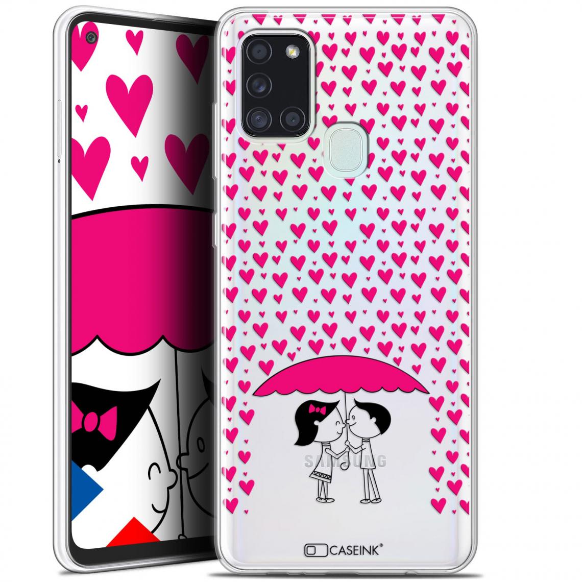 Caseink - Coque Pour Samsung Galaxy A21S (6.5 ) [Gel HD Collection Love Saint Valentin Design Pluie d'Amour - Souple - Ultra Fin - Imprimé en France] - Coque, étui smartphone