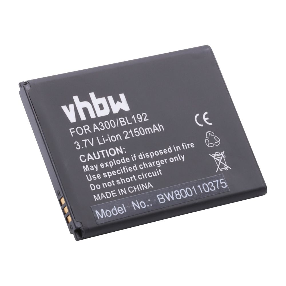 Vhbw - vhbw Li-Ion Batterie 2050mAh (3.7V) pour téléphone, smartphone Lenovo A300, A590, A750 comme BL192. - Batterie téléphone