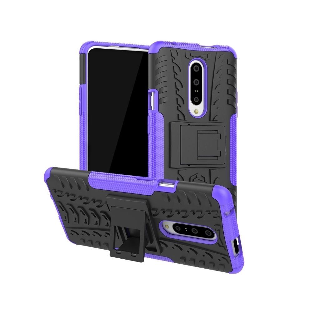 Wewoo - Coque Souple antichoc pour téléphone Texture TPU + PC OnePlus 7 avec support violet - Coque, étui smartphone