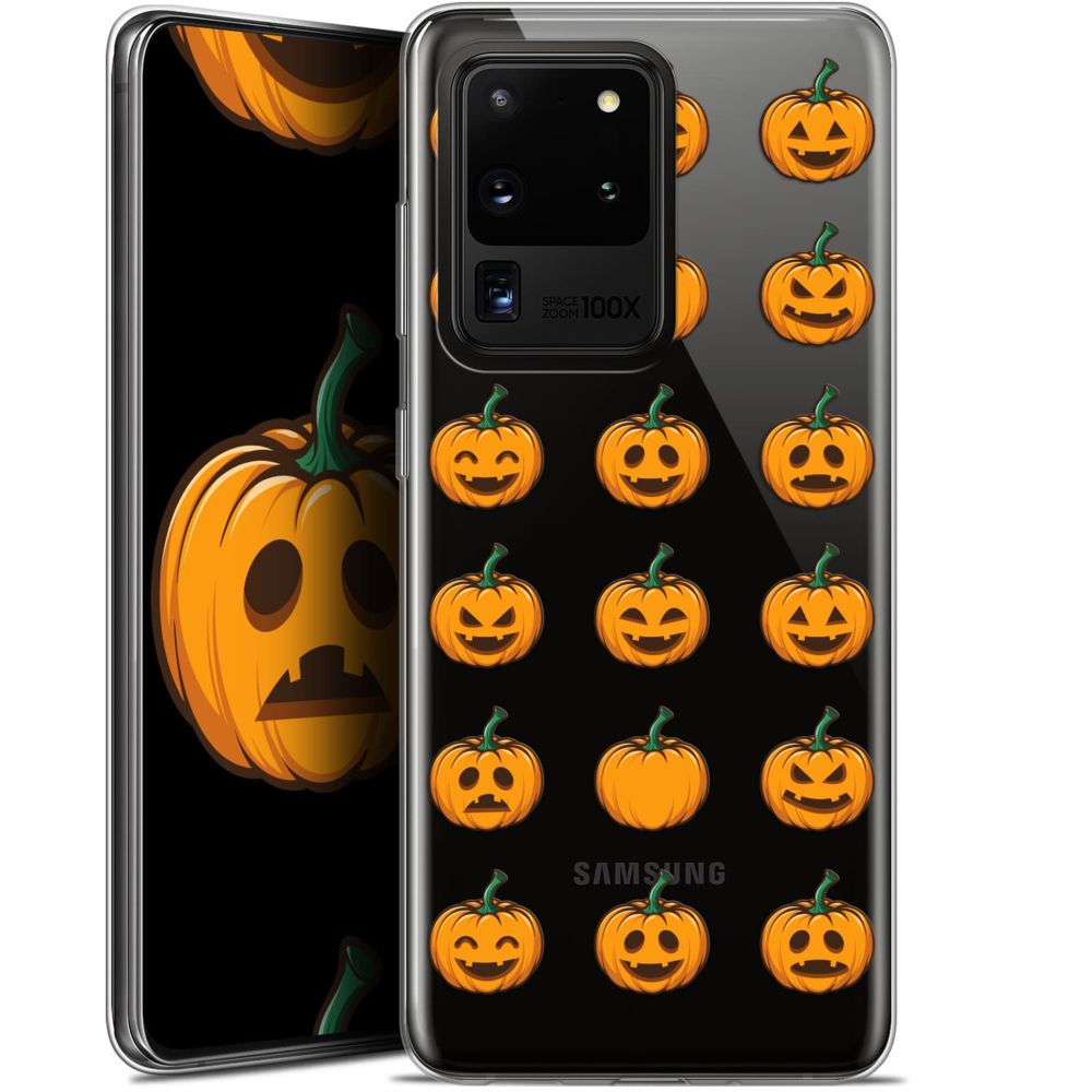 Caseink - Coque Pour Samsung Galaxy S20 Ultra (6.9 ) [Gel HD Collection Halloween Design Smiley Citrouille - Souple - Ultra Fin - Imprimé en France] - Coque, étui smartphone