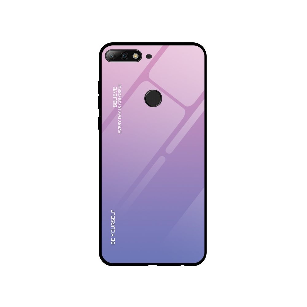 Wewoo - Coque Pour Huawei Honor 7C / Enjoy 8 / Y7 2018 étui en verre de couleur dégradée violet clair - Coque, étui smartphone