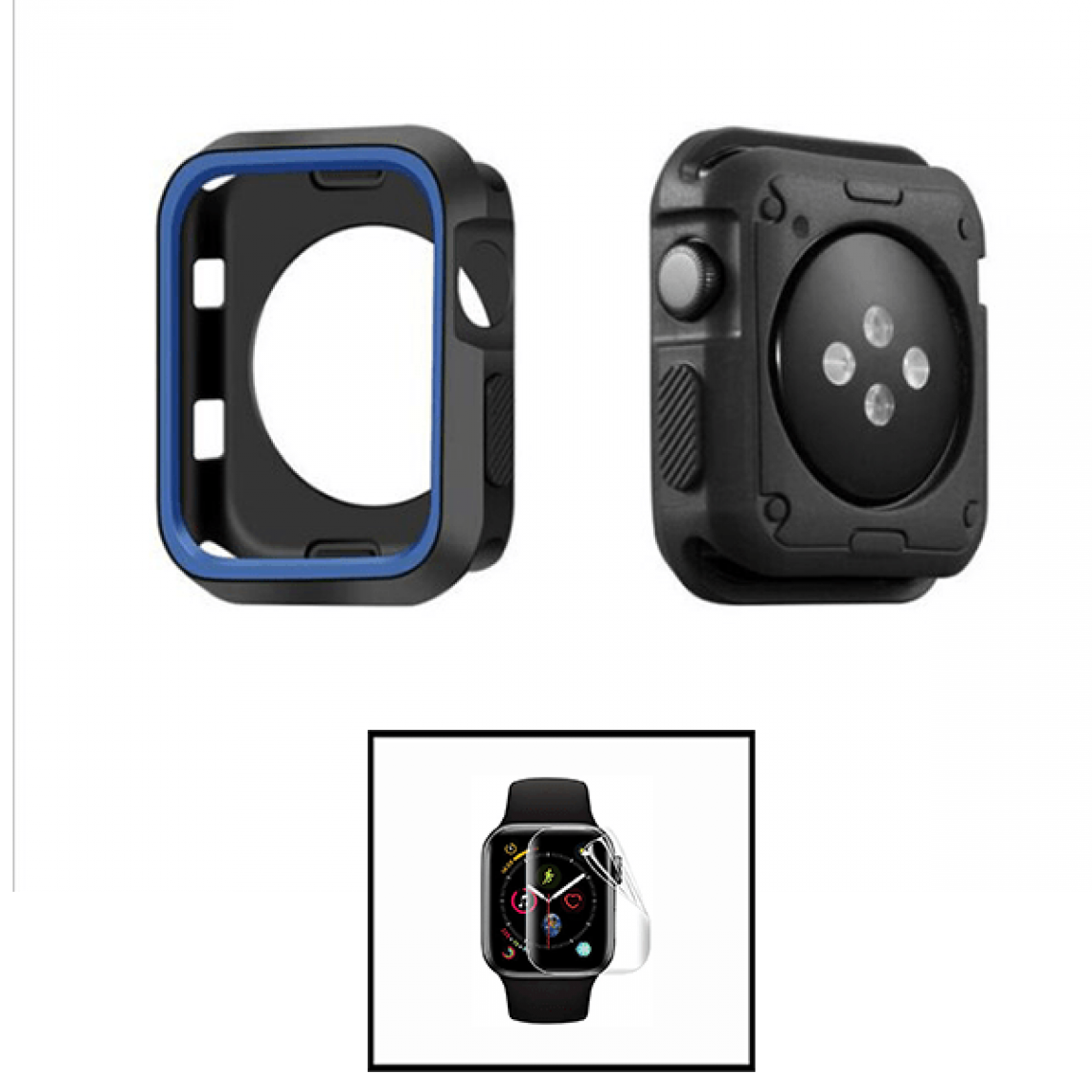 Phonecare - Kit Coque Military DoubleColor + Film de Hydrogel pour Apple Watch Seriess 3 - 42mm - Noir / Bleu - Coque, étui smartphone