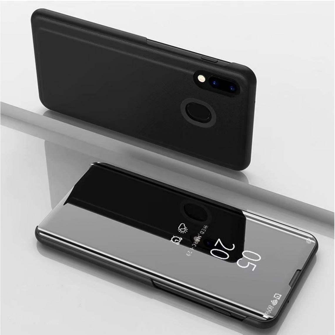 Wewoo - Housse Coque Etui à rabat horizontal en cuir avec miroir de galvanisation pour Galaxy M30avec support Noir - Coque, étui smartphone