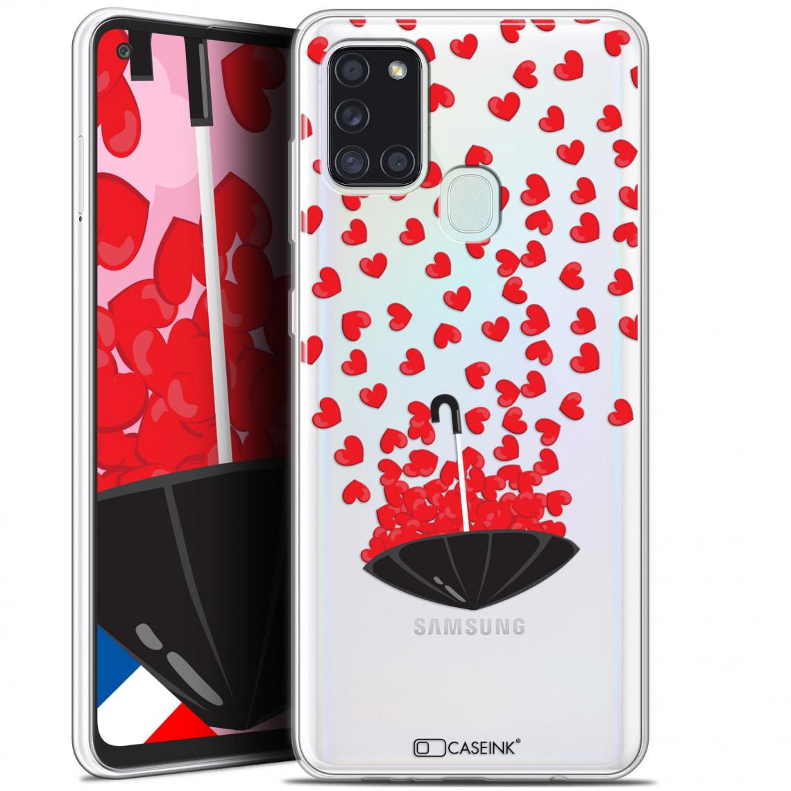 Caseink - Coque Pour Samsung Galaxy A21S (6.5 ) [Gel HD Collection Love Saint Valentin Design Parapluie d'Amour - Souple - Ultra Fin - Imprimé en France] - Coque, étui smartphone