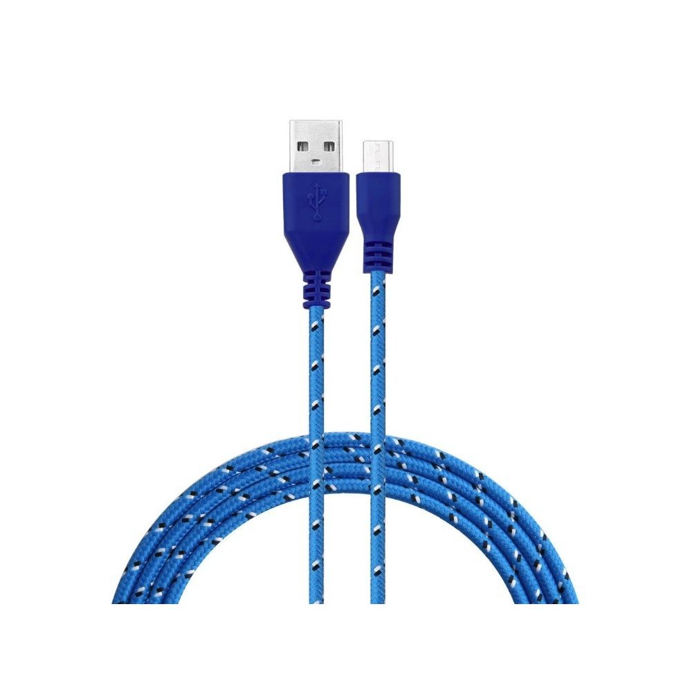 Shot - Cable Tresse pour ALCATEL Onetouch Idol 3 4,7' 3m Universel Chargeur Connecteur Micro USB Tisse Nylon (BLEU) - Chargeur secteur téléphone