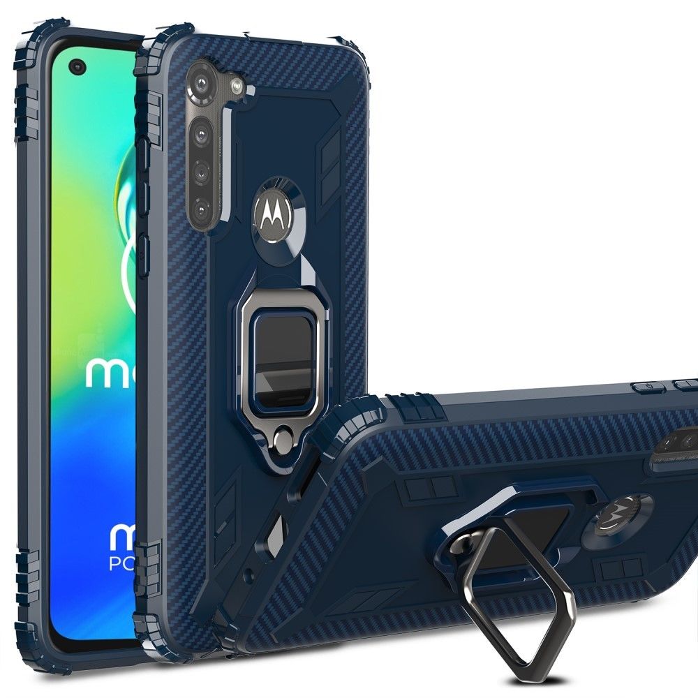 Generic - Coque en TPU résistant aux chutes avec béquille bleu pour votre Motorola Moto G8 Power - Coque, étui smartphone