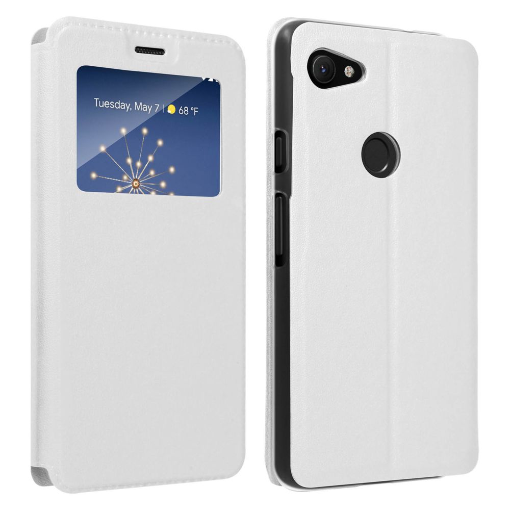 Avizar - Housse Google Pixel 3A XL Étui Fenêtre Translucide Stand Vidéo blanc - Coque, étui smartphone