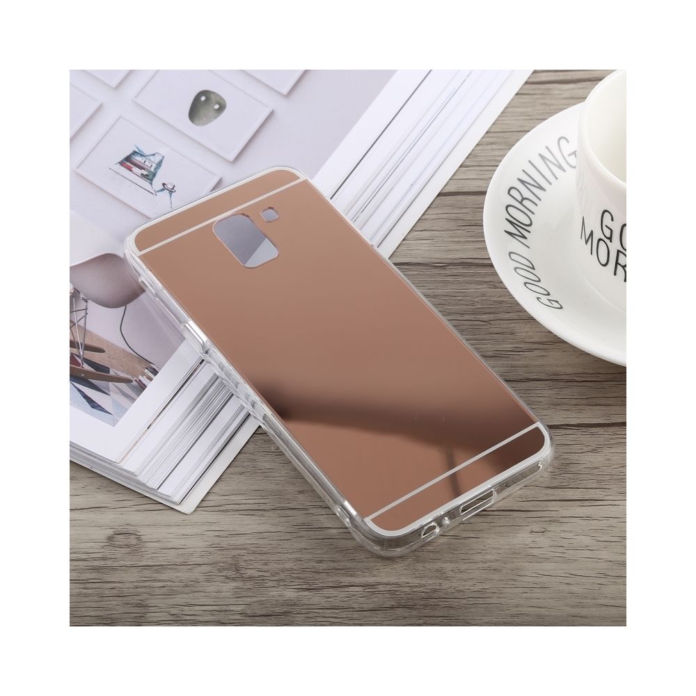 Wewoo - Miroir de placage acrylique + TPU pour Galaxy J4 (2018) (Or rose) - Coque, étui smartphone