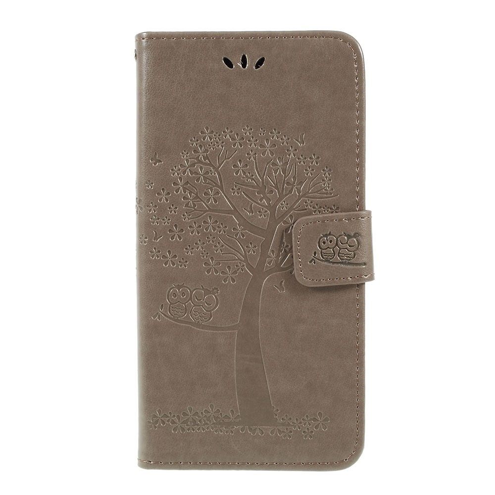 marque generique - Etui en PU chouette arboricole magnétique avec support gris pour votre Samsung Galaxy A10 - Coque, étui smartphone