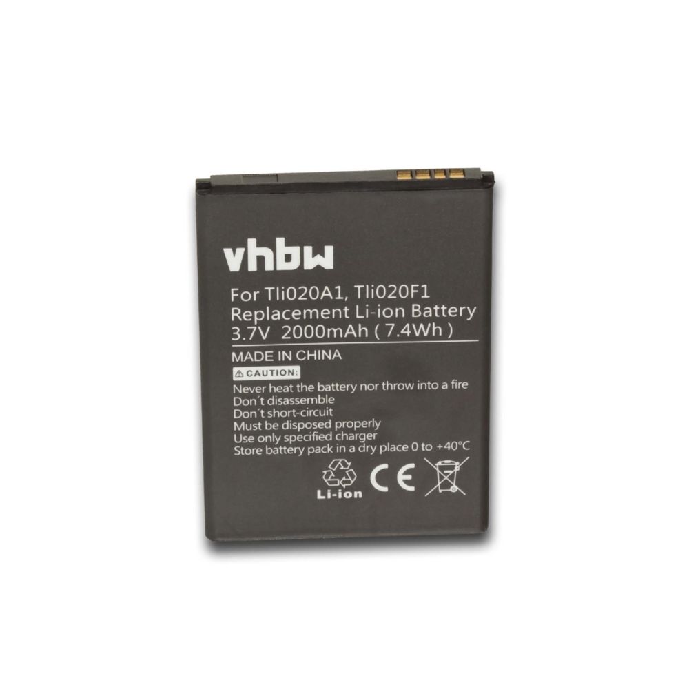 Vhbw - vhbw Li-Ion batterie 2000mAh (3.8V) portable Smartphone Alcatel One Touch Pop Icon, OT-7040T, One Touch Elevate, OT-5017B comme Tli020F1. - Batterie téléphone