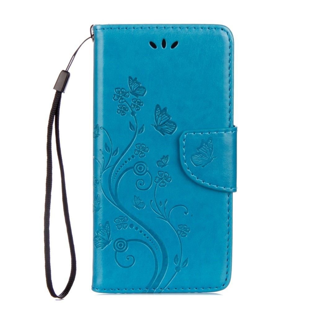 marque generique - Etui en PU fleur de papillon bleu pour votre Samsung Galaxy Xcover 4s - Coque, étui smartphone