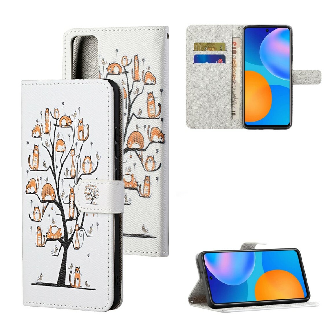 Other - Etui en PU impression de texture croisée avec support animal et arbre pour votre Huawei Honor 10X Lite - Coque, étui smartphone