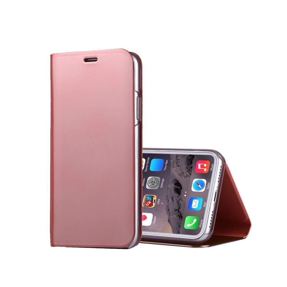Wewoo - Coque or rose pour iPhone X galvanoplastie miroir horizontale flip étui en cuir avec support - Coque, étui smartphone