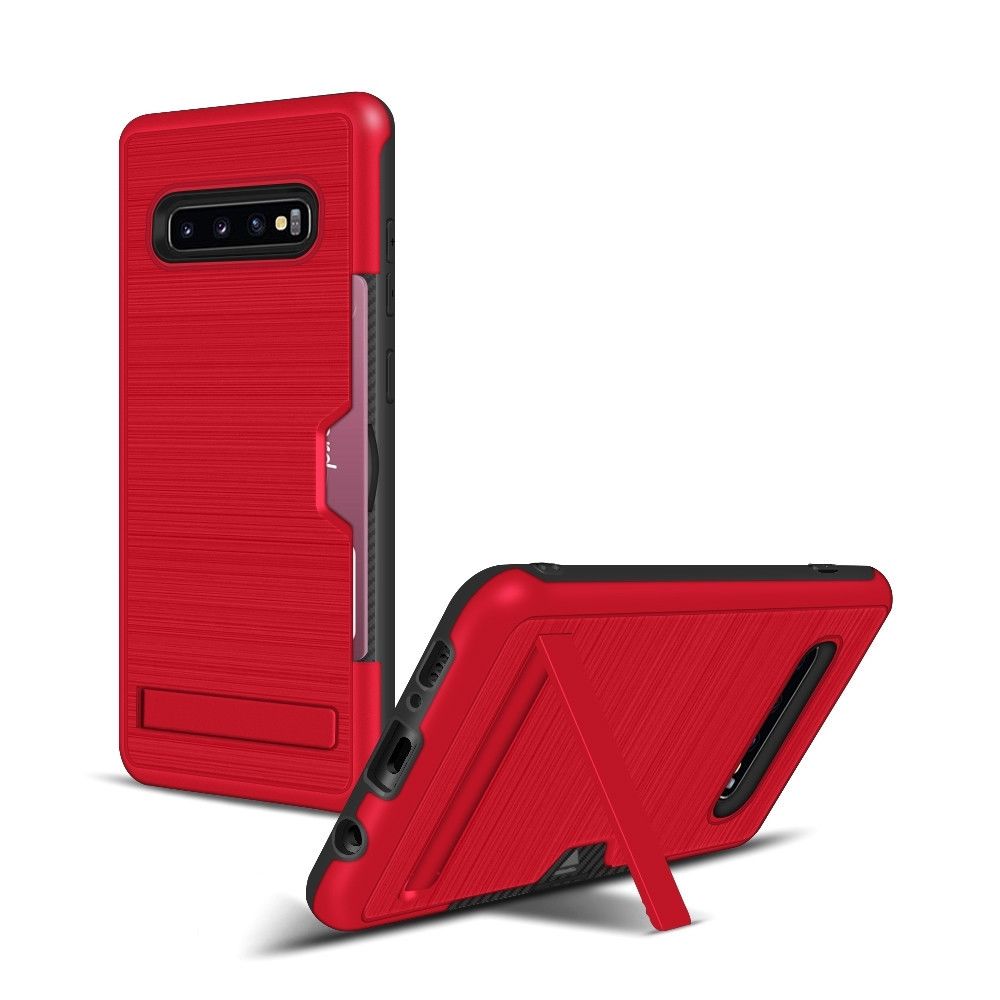Wewoo - Coque Renforcée arrière TPU + PC brossée pour Galaxy S10 + fente carte et support rouge - Coque, étui smartphone
