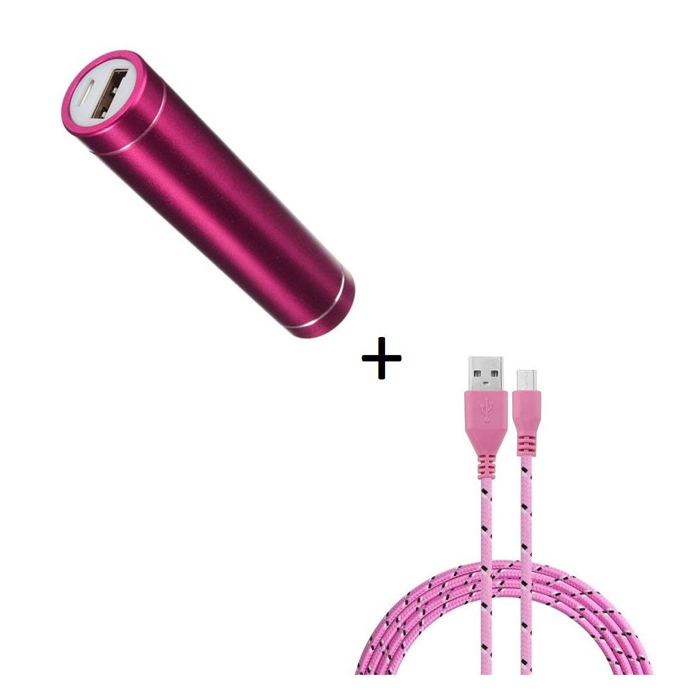 marque generique - Pack Batterie pour ONEPLUS X Smartphone Micro USB (Cable Tresse 3m + Batterie Chargeur Externe) Android 2600mAh (ROSE PALE) - Chargeur secteur téléphone