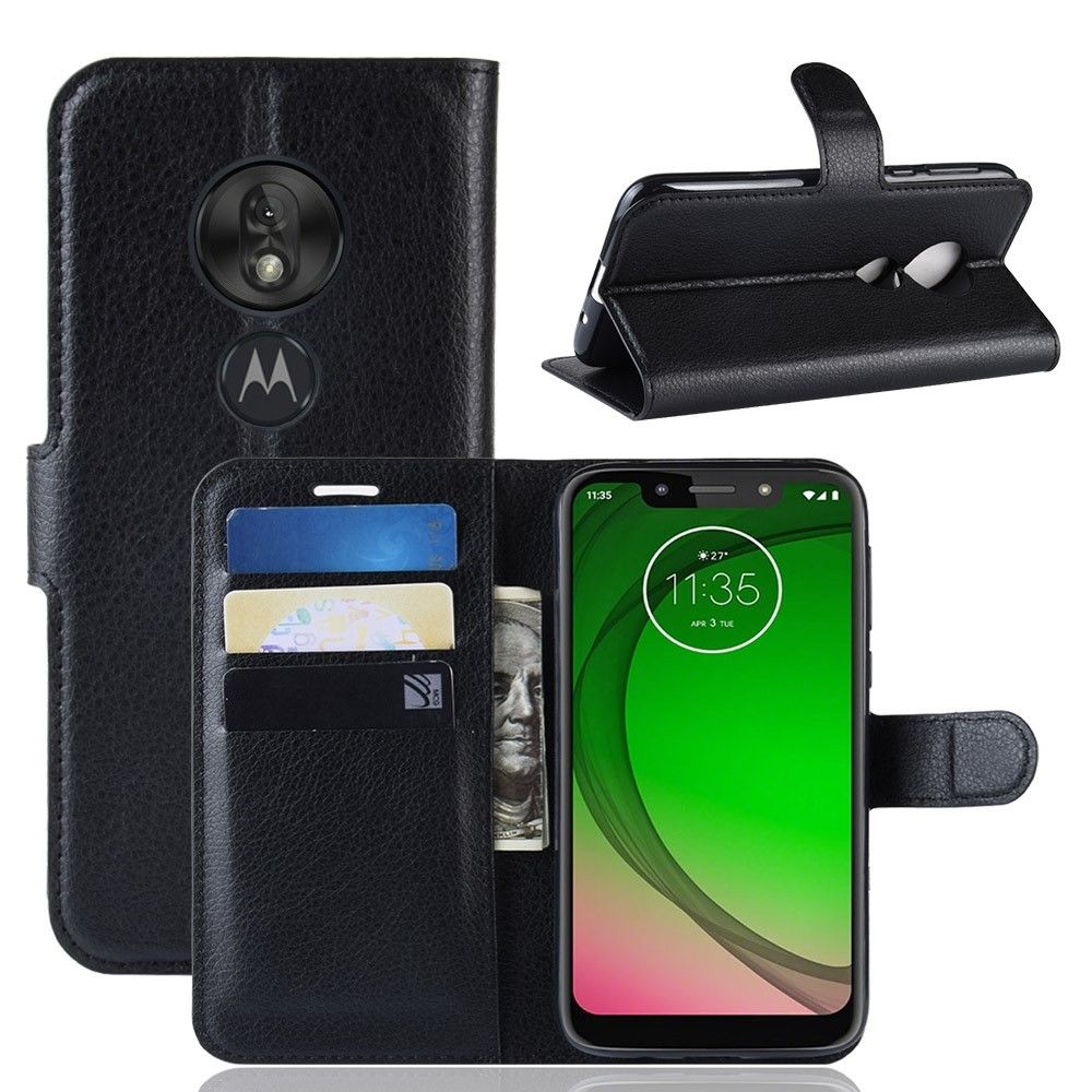 marque generique - Etui en PU noir pour votre Motorola Moto G7 Play (EU Version) - Coque, étui smartphone