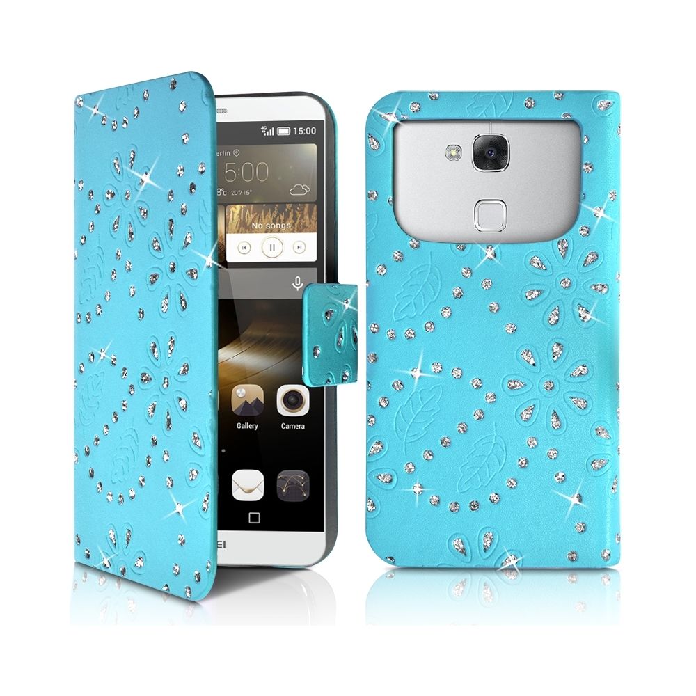 Karylax - Housse Coque Etui Portefeuille Motif Diamant Universel XL couleur bleu clair pour Huawei Ascend Mate 7 - Autres accessoires smartphone