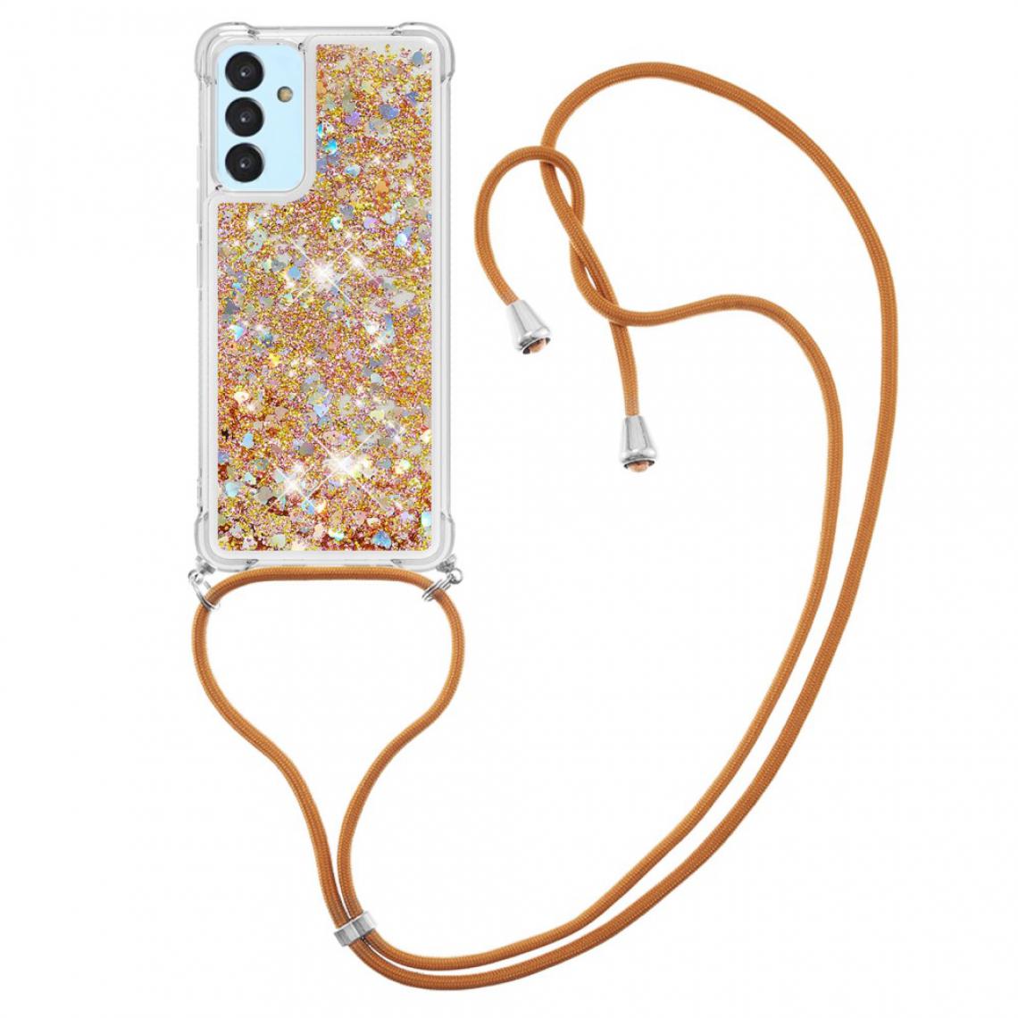 Other - Coque en TPU Flottant Quicksand Glitter Brillant avec Sangle Coeurs d'or pour votre Samsung Galaxy A82 5G - Coque, étui smartphone
