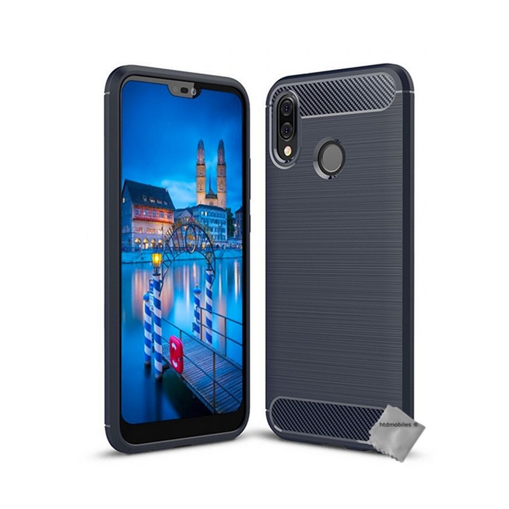 Htdmobiles - Housse etui coque silicone gel carbone pour Huawei P20 Lite + film ecran - BLEU FONCE - Autres accessoires smartphone