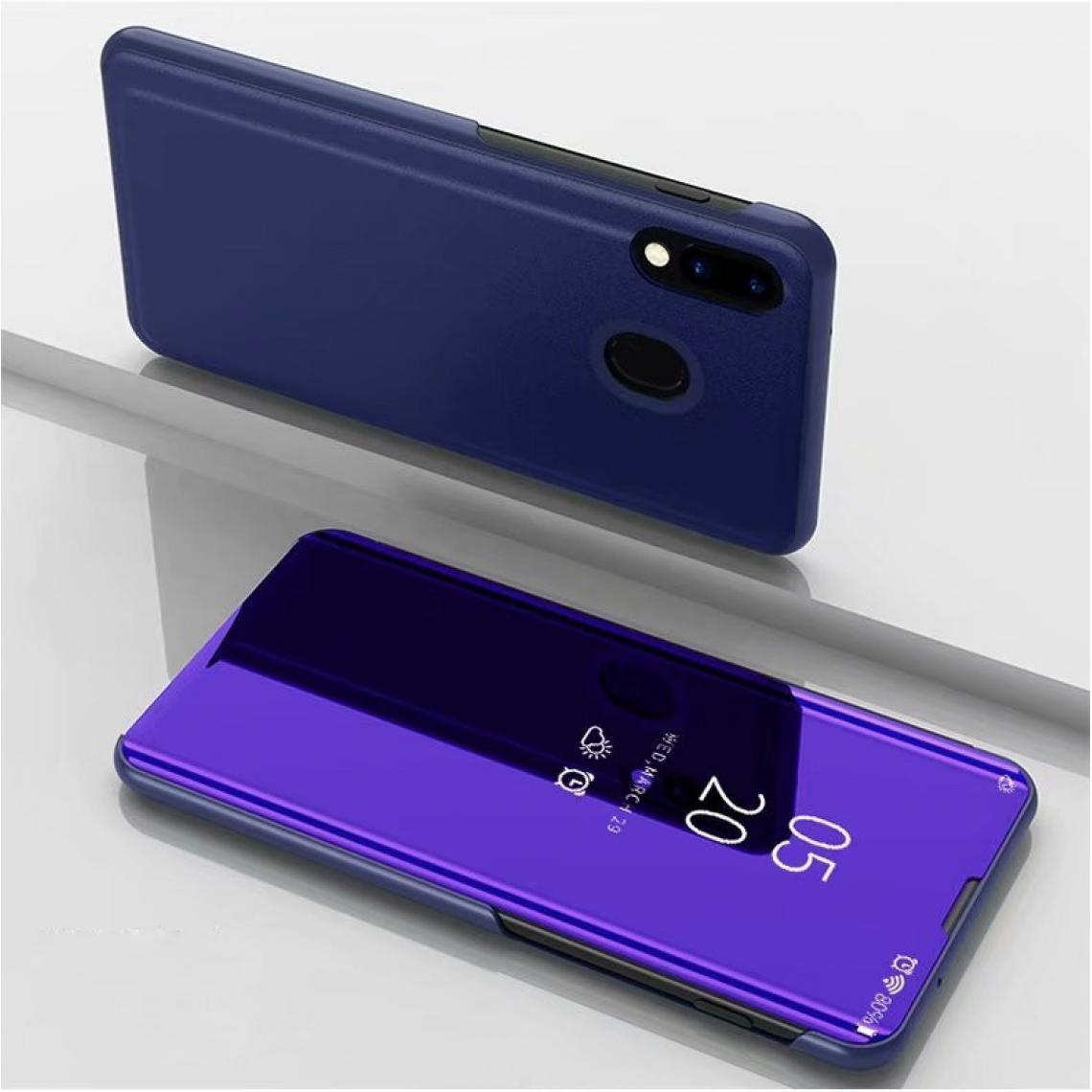 Wewoo - Housse Coque Étui à rabat horizontal en cuir avec miroir de galvanoplastie pour Galaxy A40avec support bleu violet - Coque, étui smartphone
