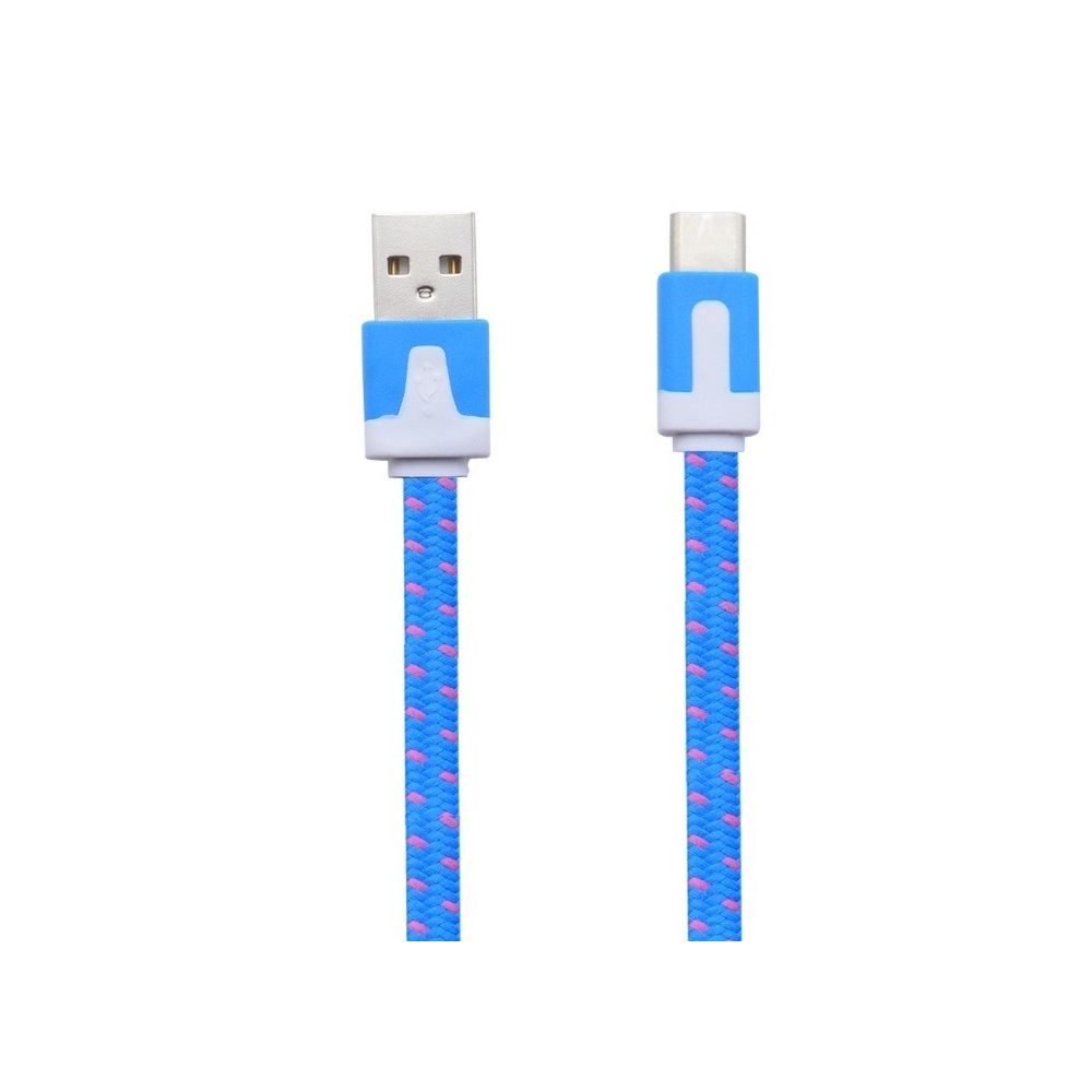 Shot - Cable Noodle Type C Pour MEIZU 15 Lite Chargeur Android USB 1,5m Connecteur Tresse (BLEU) - Chargeur secteur téléphone