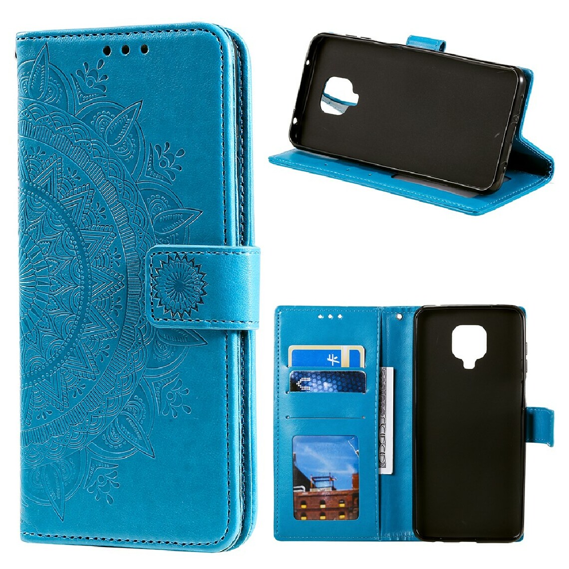 Other - Etui en PU impression coquille de fleur avec support bleu pour votre Motorola Moto G9 Play - Coque, étui smartphone