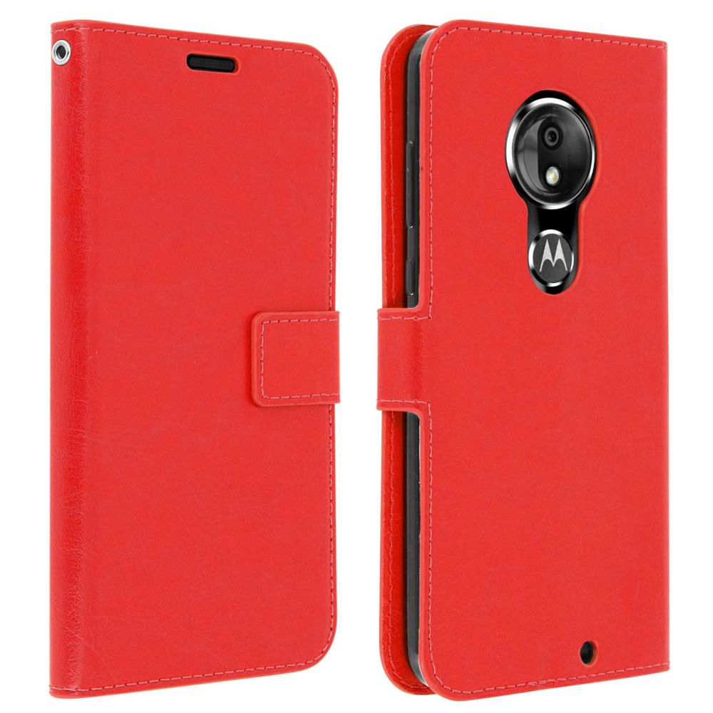 Avizar - Housse Motorola Moto G7 et G7 Plus Étui folio Portefeuille Fonction Stand rouge - Coque, étui smartphone