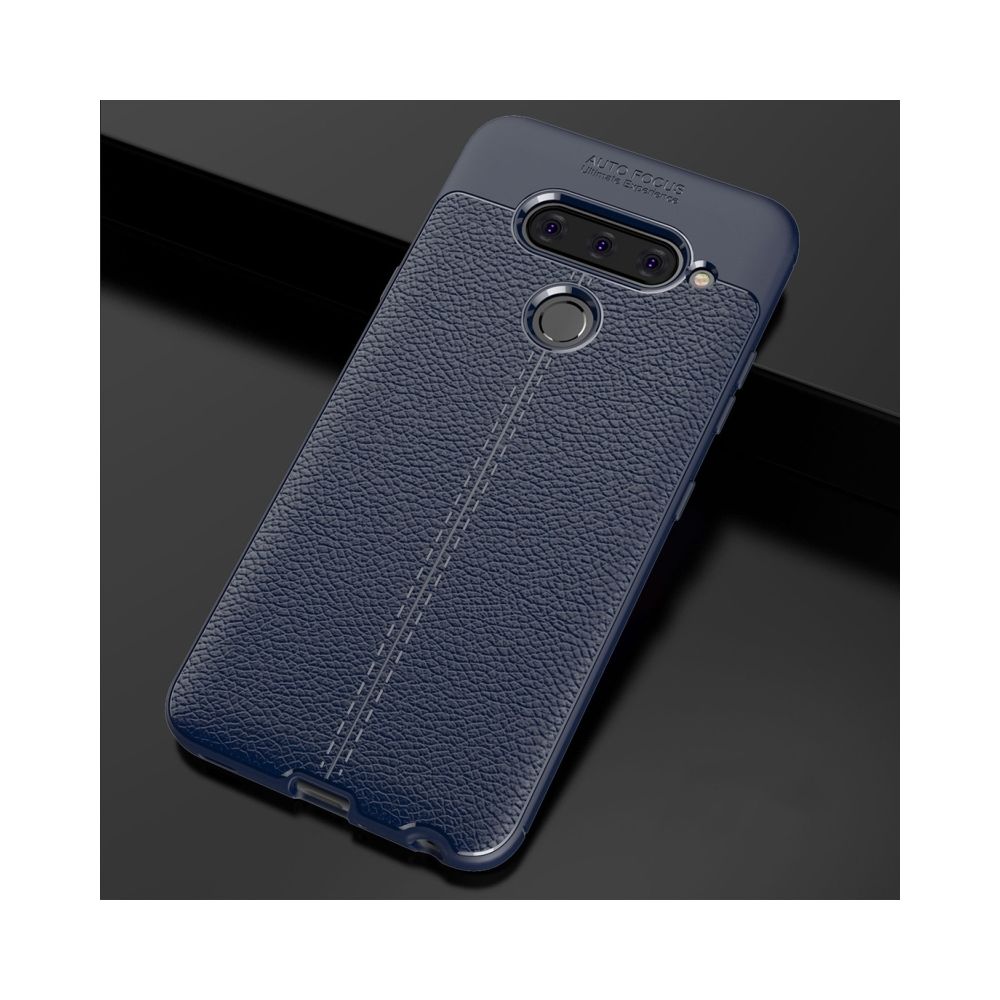 Wewoo - Coque antichoc TPU Litchi Texture pour LG V40 ThinQ (bleu marine) - Coque, étui smartphone