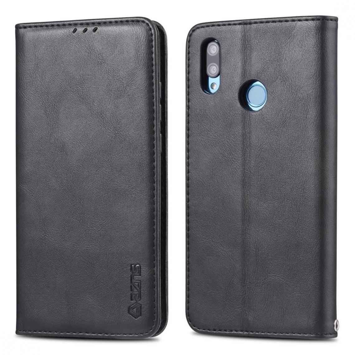 Wewoo - Housse Coque Pour Huawei Y7 2019 / Profitez de 9 AZNS étui en cuir PU à texture horizontale magnétique à rétro avec support et fentes cartes et cadre photo noir - Coque, étui smartphone