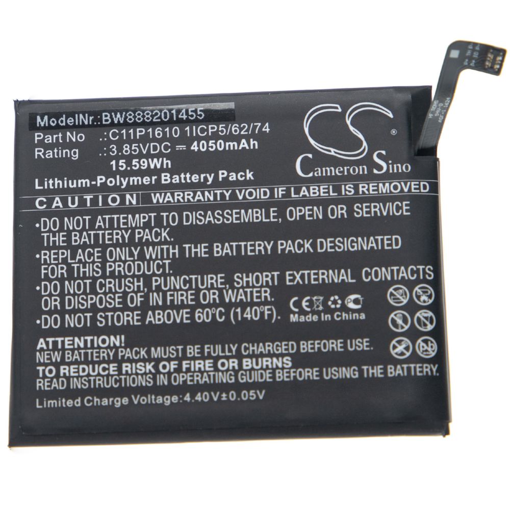Vhbw - vhbw batterie remplace Asus C11P1610 1ICP5/62/74 pour smartphone (4050mAh, 3,85V, Li-Polymère) - Batterie téléphone
