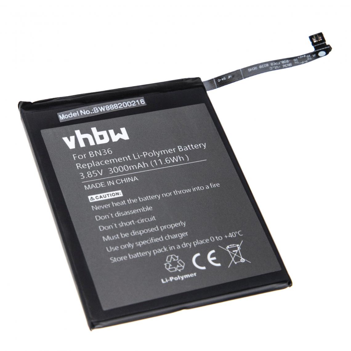 Vhbw - vhbw Batterie remplacement pour Xiaomi BN36 pour smartphone (3000mAh, 3,85V, Li-polymère) - Batterie téléphone