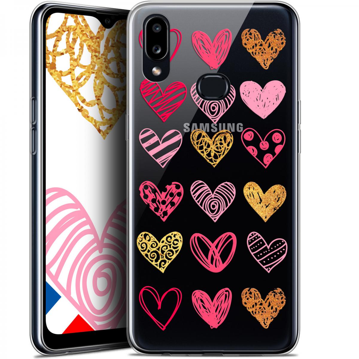 Caseink - Coque Pour Samsung Galaxy A10S (6.1 ) [Gel HD Collection Sweetie Design Doodling Hearts - Souple - Ultra Fin - Imprimé en France] - Coque, étui smartphone