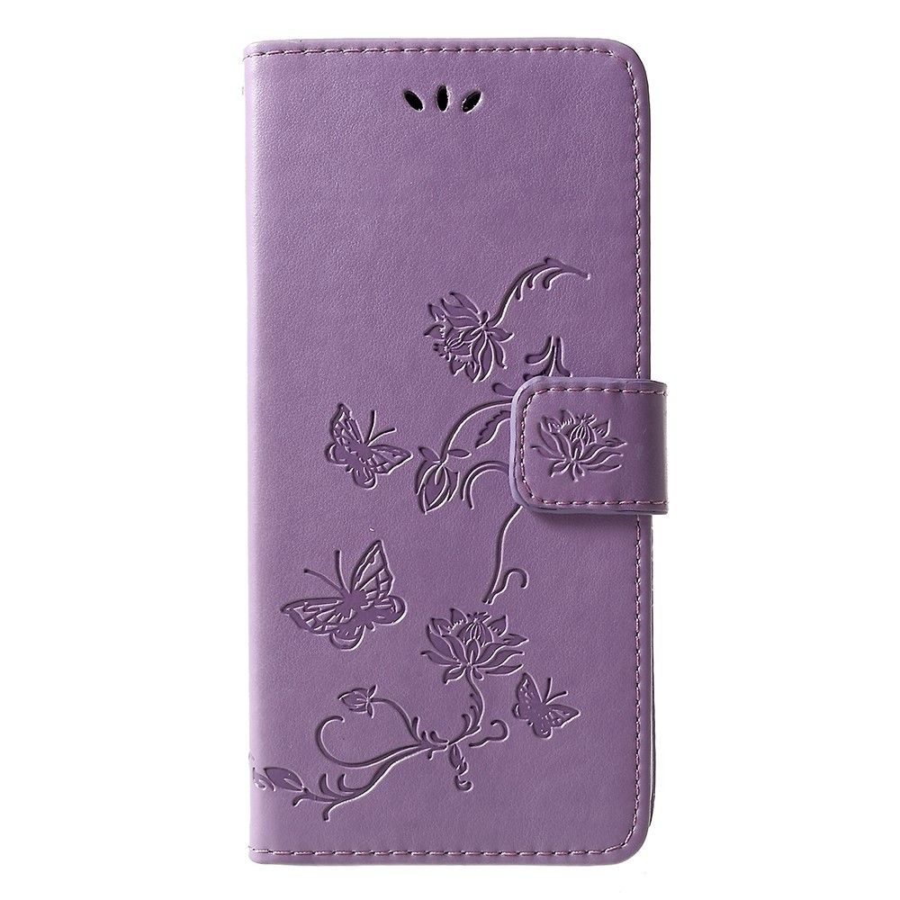 marque generique - Etui en PU fleur papillon violet clair pour votre Samsung Galaxy J6 Plus/J6 Prime - Autres accessoires smartphone