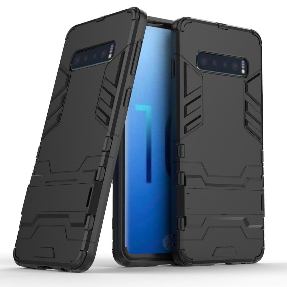 marque generique - Coque en TPU cool guard kickstand hybride tout noir pour votre Samsung Galaxy S10 - Autres accessoires smartphone