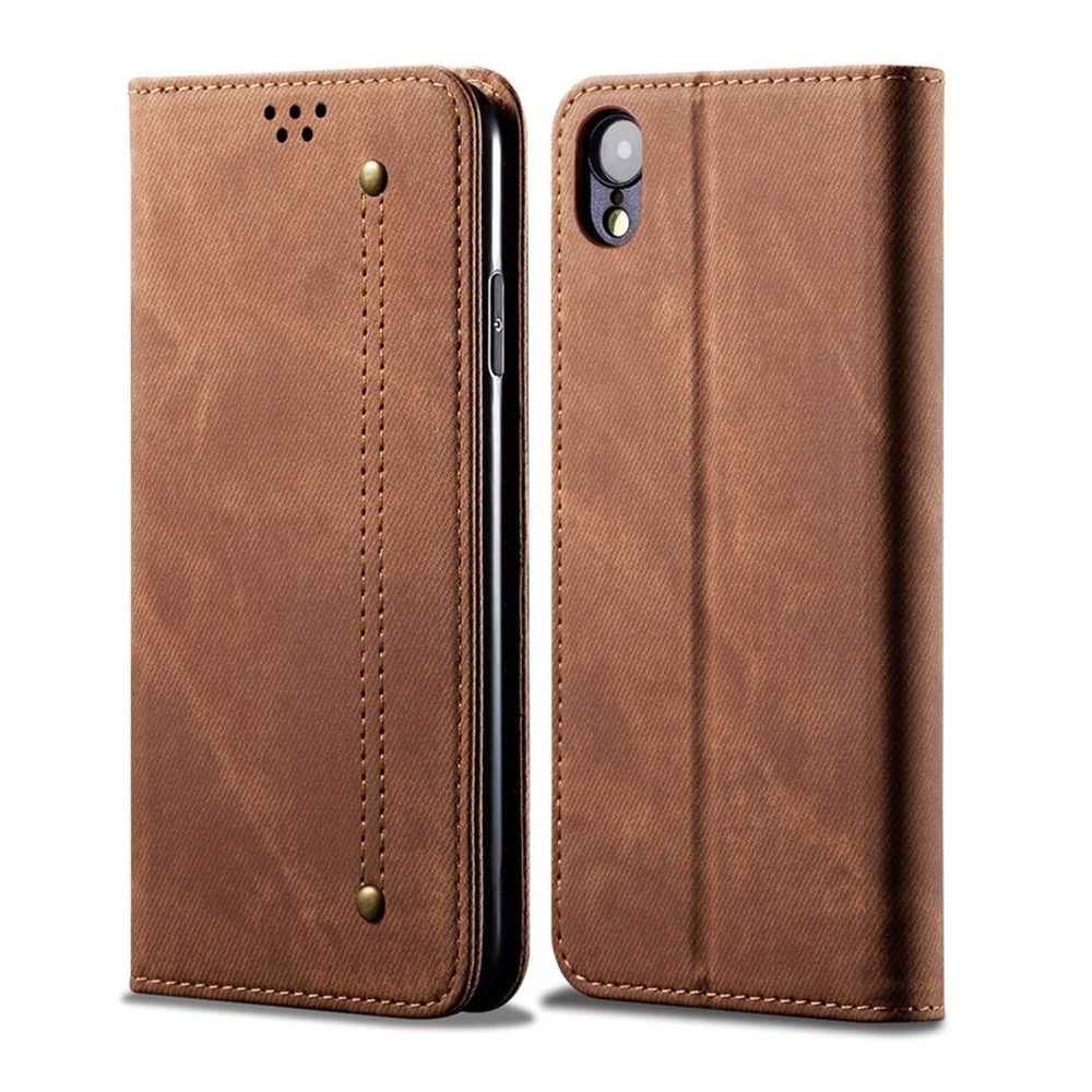 Wewoo - Housse Coque Pour iPhone XR Denim Texture Etui en cuir avec rabat horizontal et style décontracté porte-cartes et portefeuille - Coque, étui smartphone