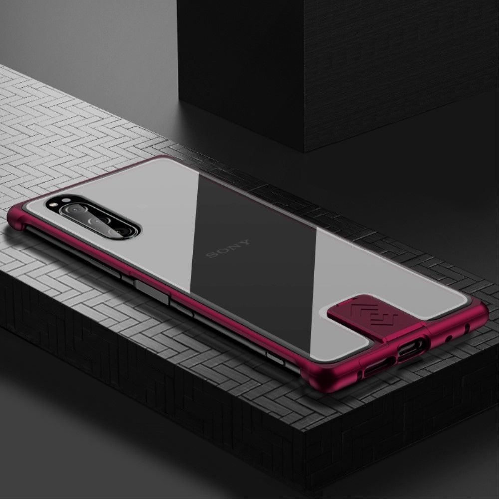 marque generique - Coque en métal hybride en alliage d'installation push-and-pull rouge vin pour votre Sony Xperia 5 - Coque, étui smartphone