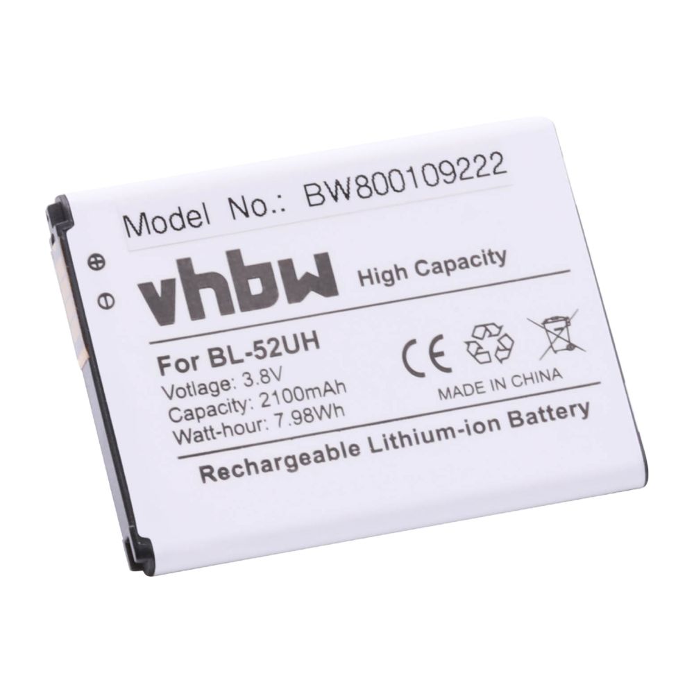Vhbw - vhbw Li-Ion batterie 2100mAh (3.8V) pour portable Smartphone téléphone LG Ultimate 2 comme BL-52UH. - Batterie téléphone