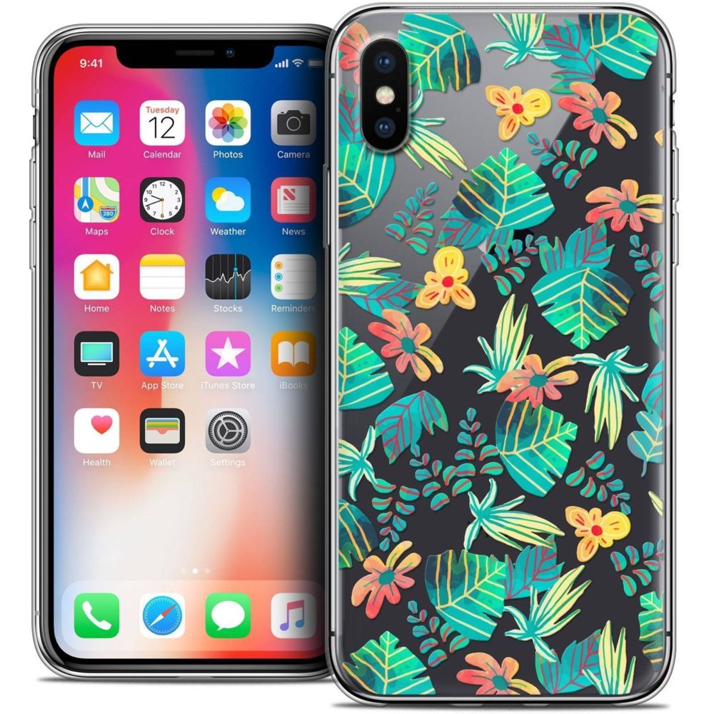 Caseink - Coque Housse Etui Apple iPhone Xs / X (5.8 ) [Crystal Gel HD Collection Spring Design Tropical - Souple - Ultra Fin - Imprimé en France] - Coque, étui smartphone