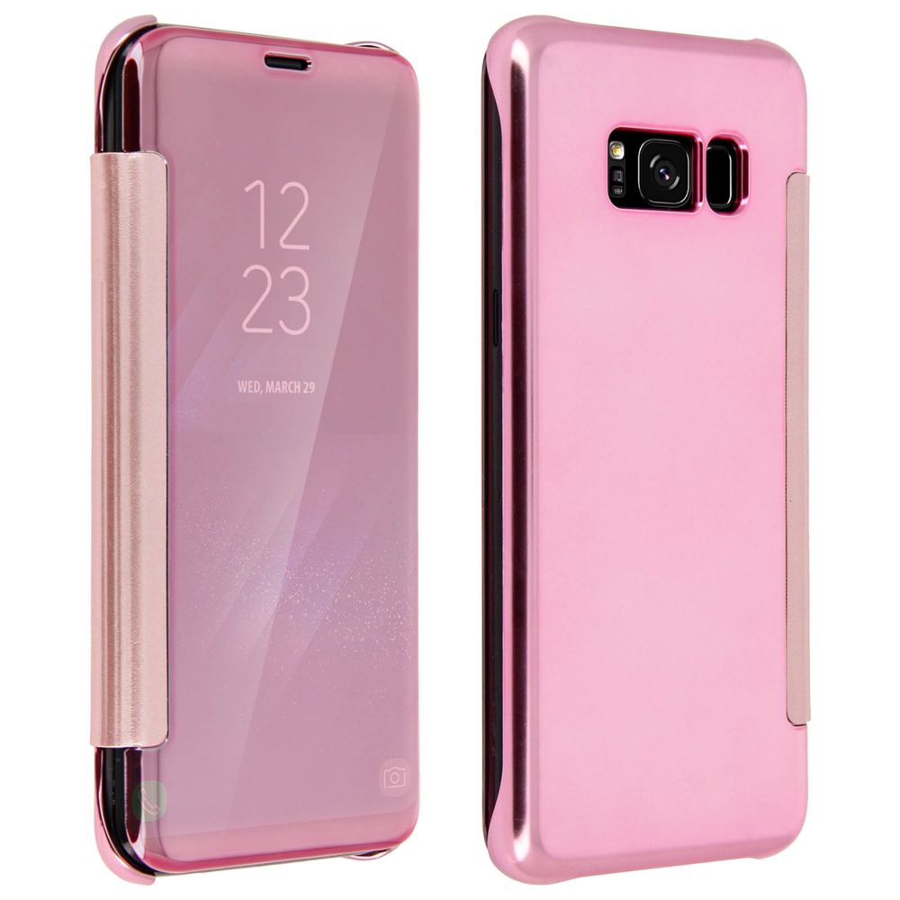 Avizar - Housse Clapet Translucide Samsung Galaxy S8 - Design Effet Miroir - Rose - Coque, étui smartphone