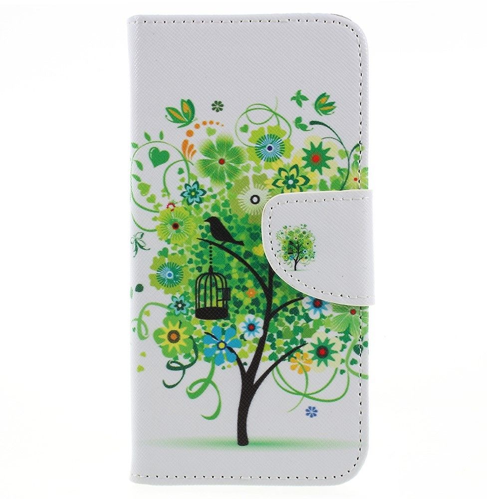 marque generique - Etui en PU arbre fleur verte pour votre Samsung Galaxy J6 (2018) - Autres accessoires smartphone