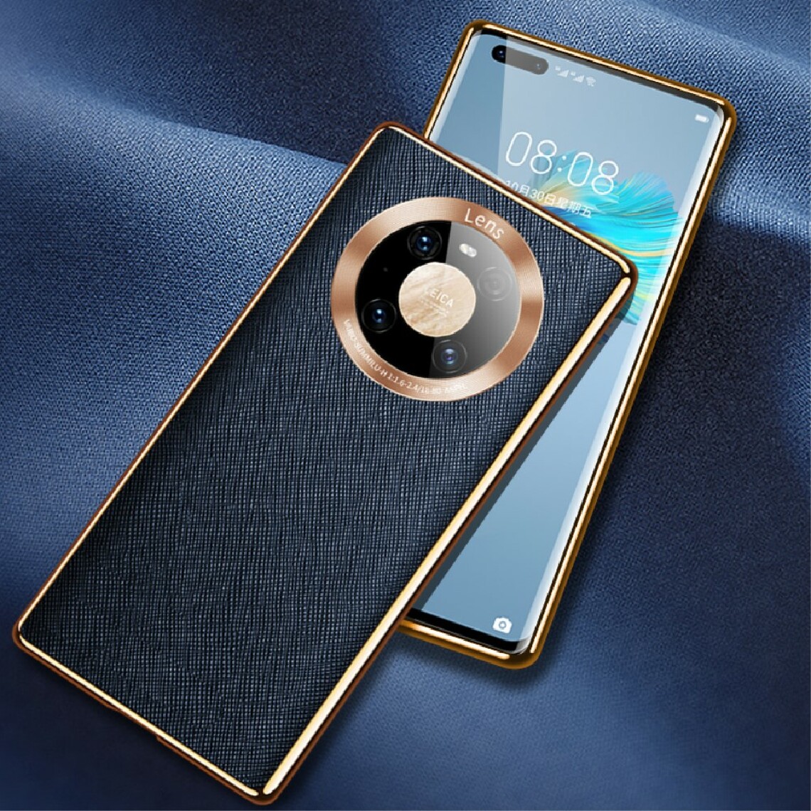 Other - Coque en TPU + cuir véritable texture croisée à degré complet enduit bleu pour votre Huawei Mate 40 Pro - Coque, étui smartphone