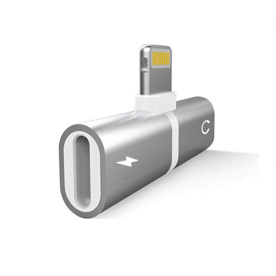 Shot - Mini Adaptateur Lightning/Jack pour IPHONE 11 APPLE Chargeur Ecouteurs 2 en 1 Casque (ARGENT) - Autres accessoires smartphone