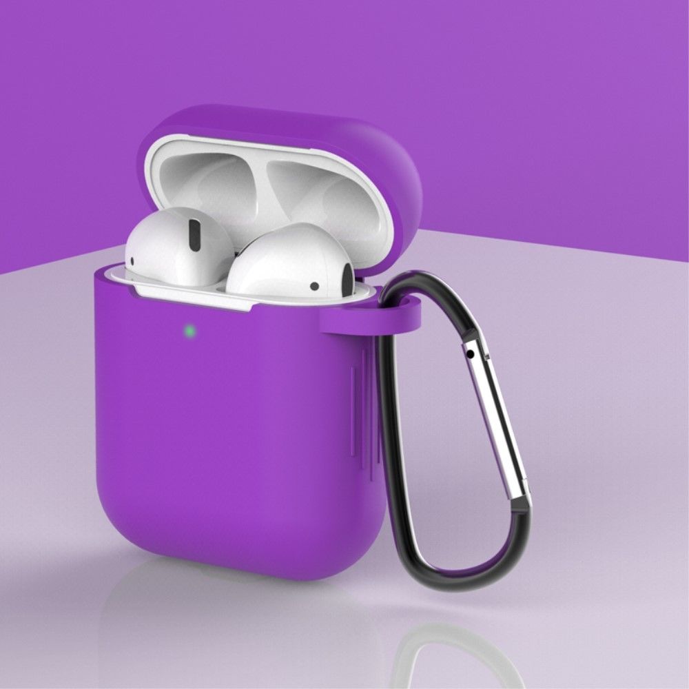 marque generique - Coque en silicone anti-poussière avec boucle violet pour votre Apple AirPods (2016)/(2019) - Coque, étui smartphone