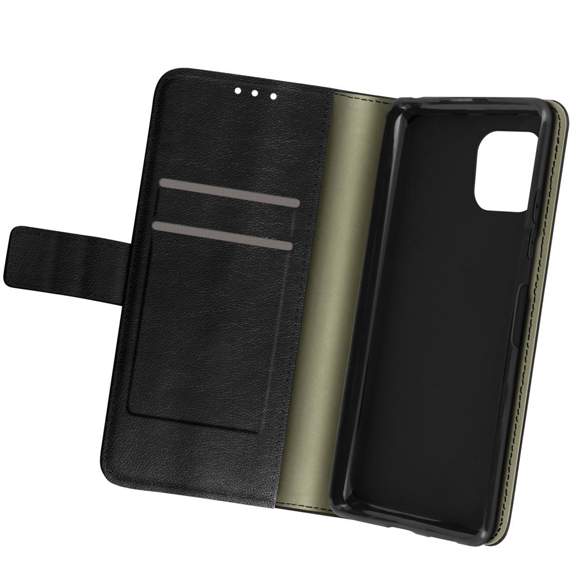 Avizar - Housse Samsung Galaxy A22 5G Aspect Grainé Clapet Portefeuille Stand Vidéo noir - Coque, étui smartphone